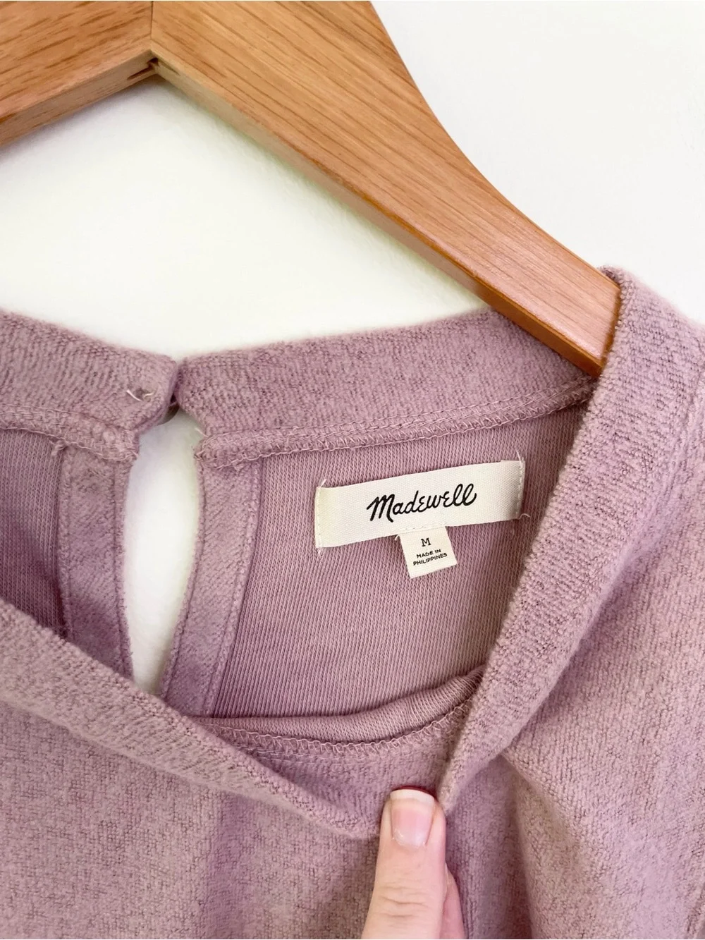 Madewell Brushed Puff-Sleeve Top in Blush Mauve Pink M Medium NG574